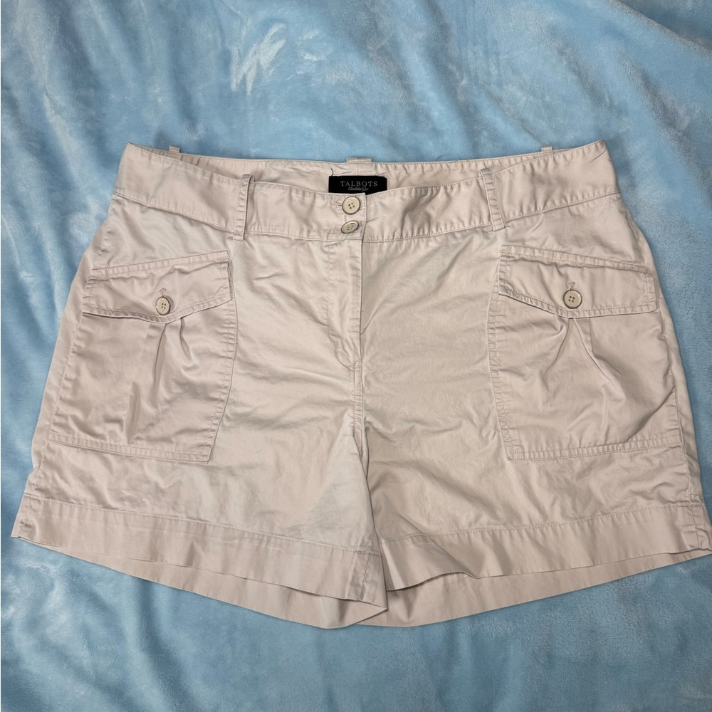 Talbots Lightweight Cargo Shorts in cream color - Size 16 Y2K Style - Picture 2 of 9